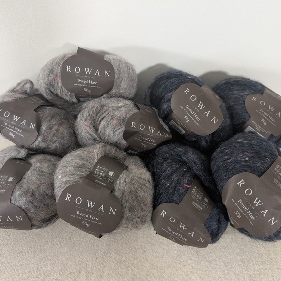 Rowan Other - 9 x Rowan Tweed Haze Yarn Skiens in Grey and Navy, Mohair Alpaca